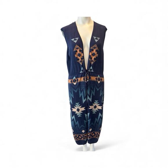 Double D Ranch Knit Sweater Vest Long Duster Helotes Western Thunderbird Size L - Picture 7 of 9